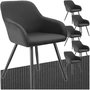 Voir la diapositive 1 : tectake Chaise de salle à manger rembourrée en velours côtelé anthracite-noir Lot de 6