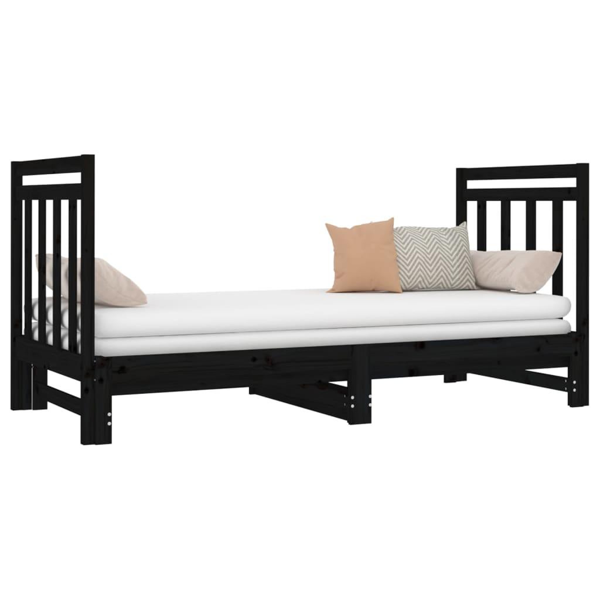 Voir la diapositive 3 : VIDAXL Lit coulissant sans matelas noir 2x(90x190) cm