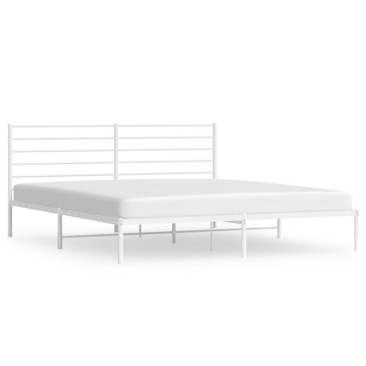VIDAXL Cadre de lit metal sans matelas et tete de lit blanc 180x200 cm