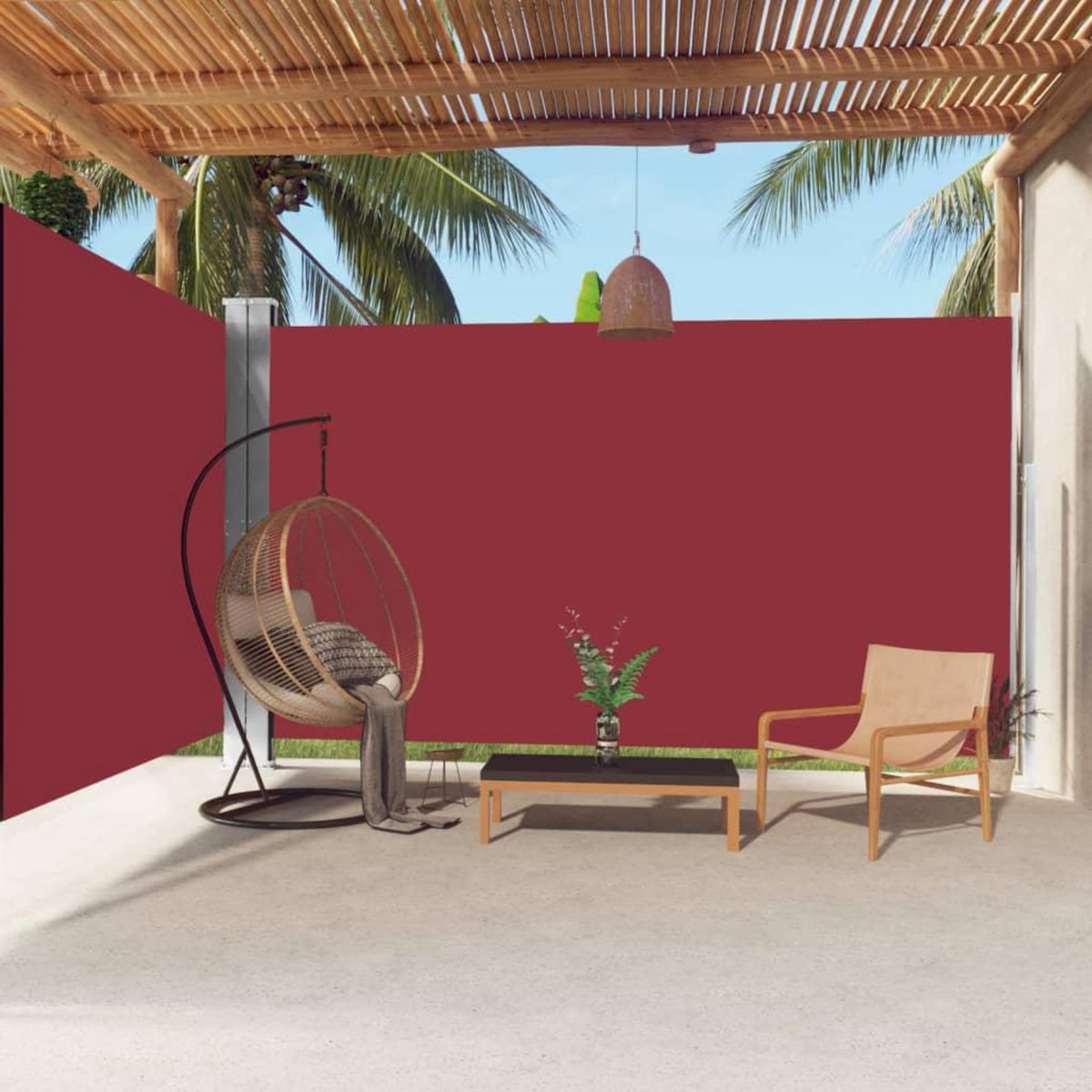 VIDAXL Auvent lateral retractable Rouge 220x600 cm