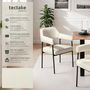 Voir la diapositive 2 : tectake Fauteuil rembourré Aspect velours blanc cassé Lot de 4