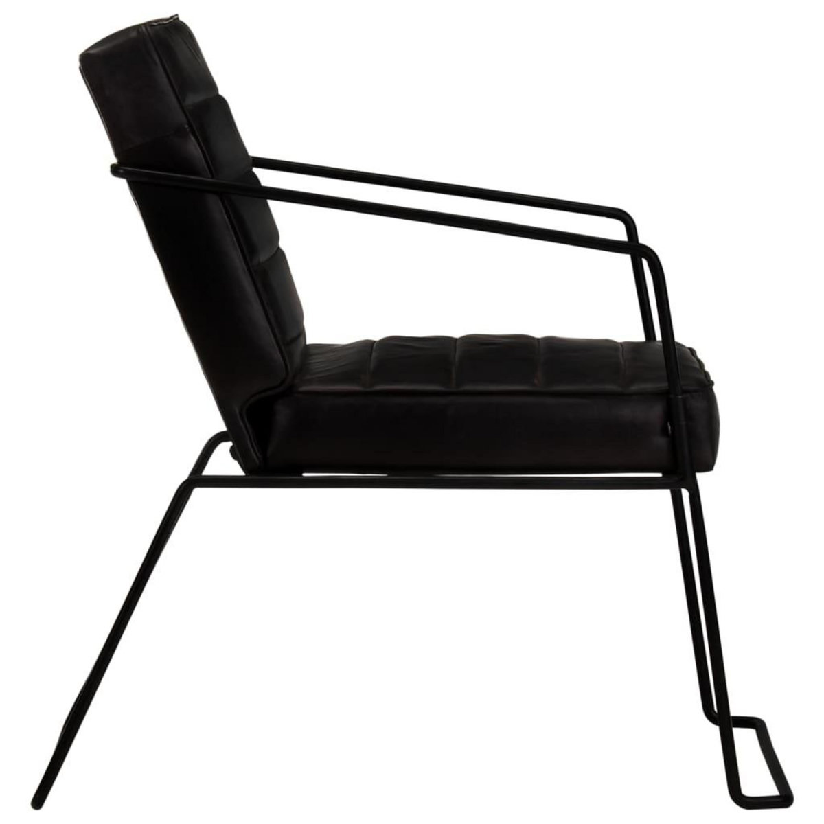 VIDAXL Fauteuil Noir Cuir veritable