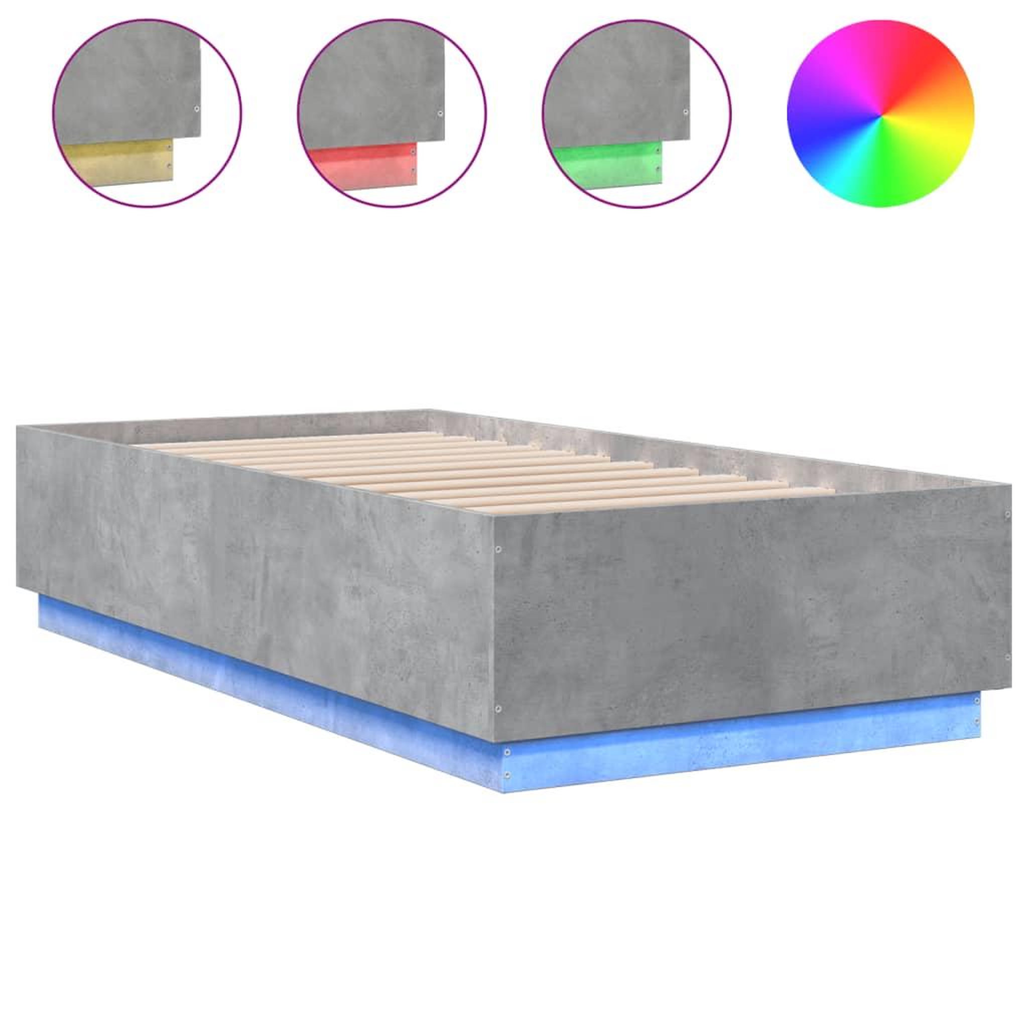 Voir la diapositive 2 : VIDAXL Cadre de lit avec LED sans matelas gris beton 90x190 cm