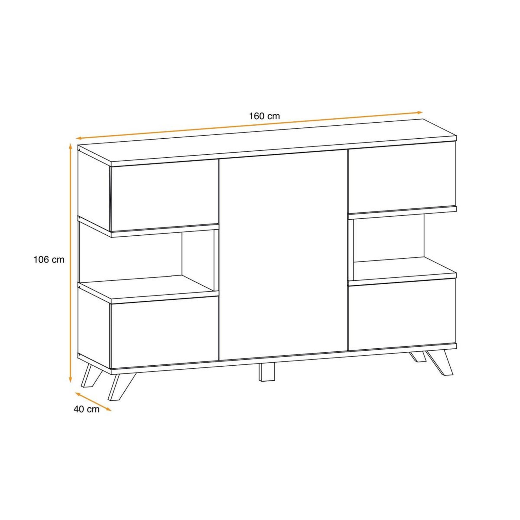 Voir la diapositive 4 : Paris Prix Buffet 3 portes design  bogota  160cm gris & naturel