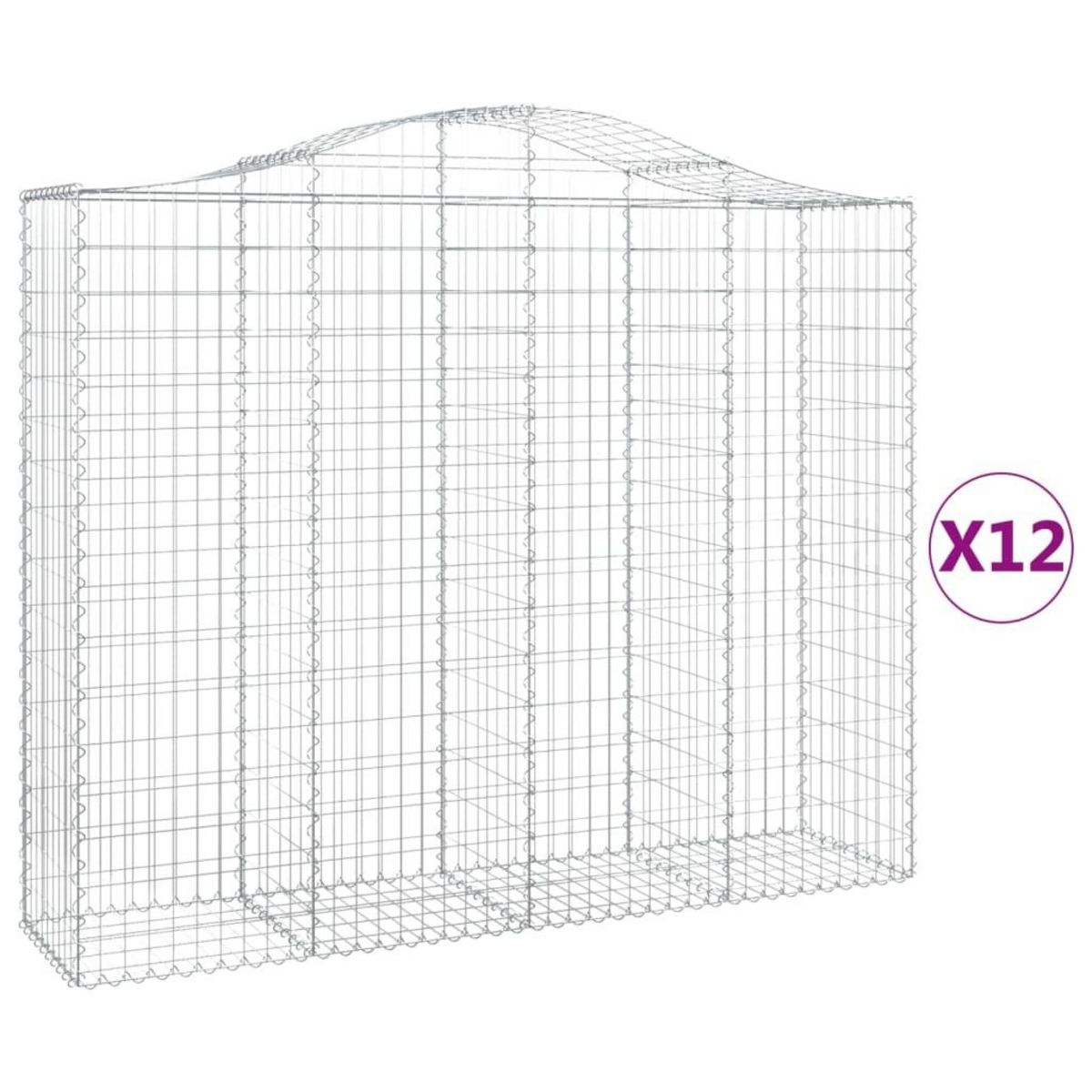 VIDAXL Paniers a gabions arques 12 pcs 200x50x160/180 cm Fer galvanise