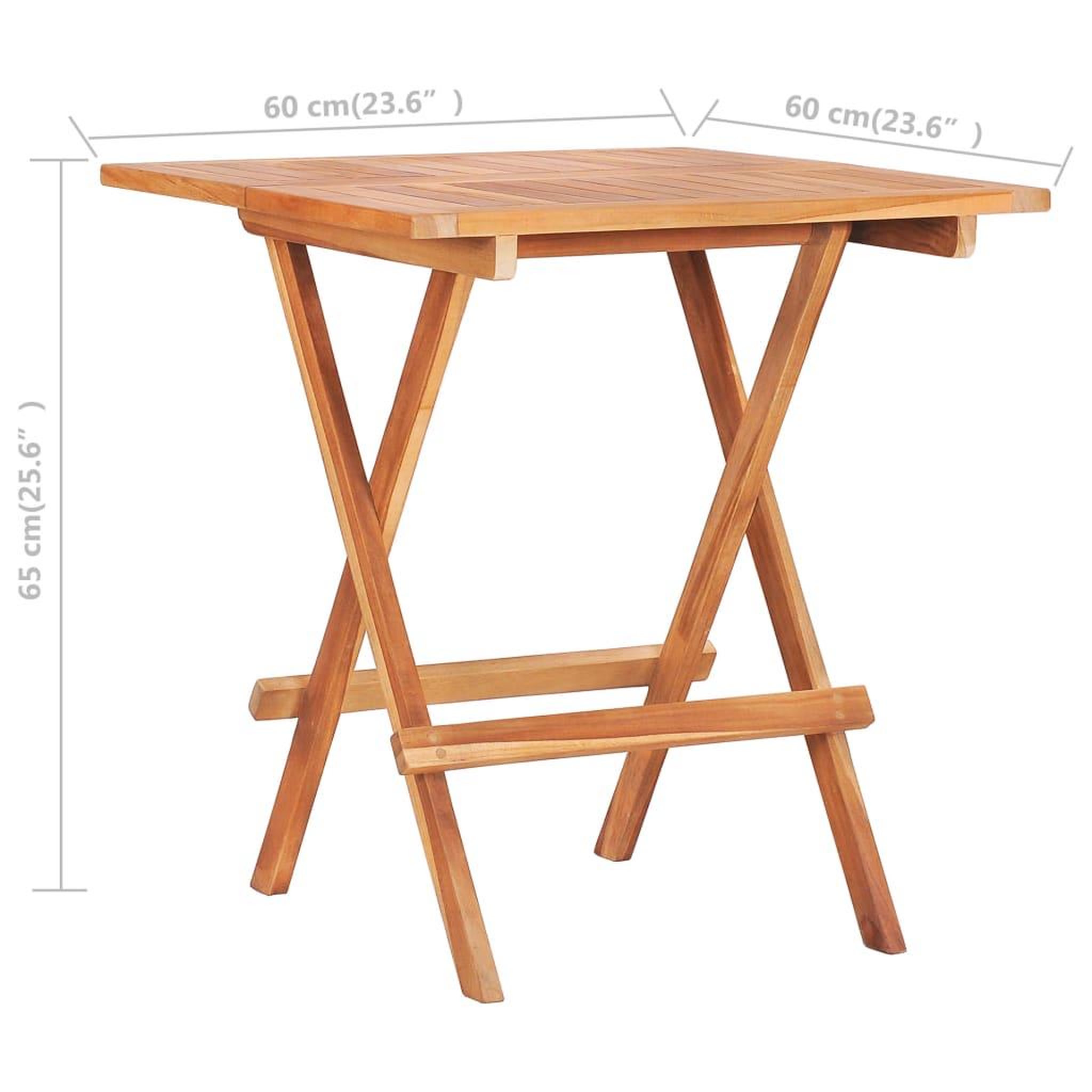 Voir la diapositive 6 : VIDAXL Table de bistro pliable 60x60x65 cm bois de teck solide