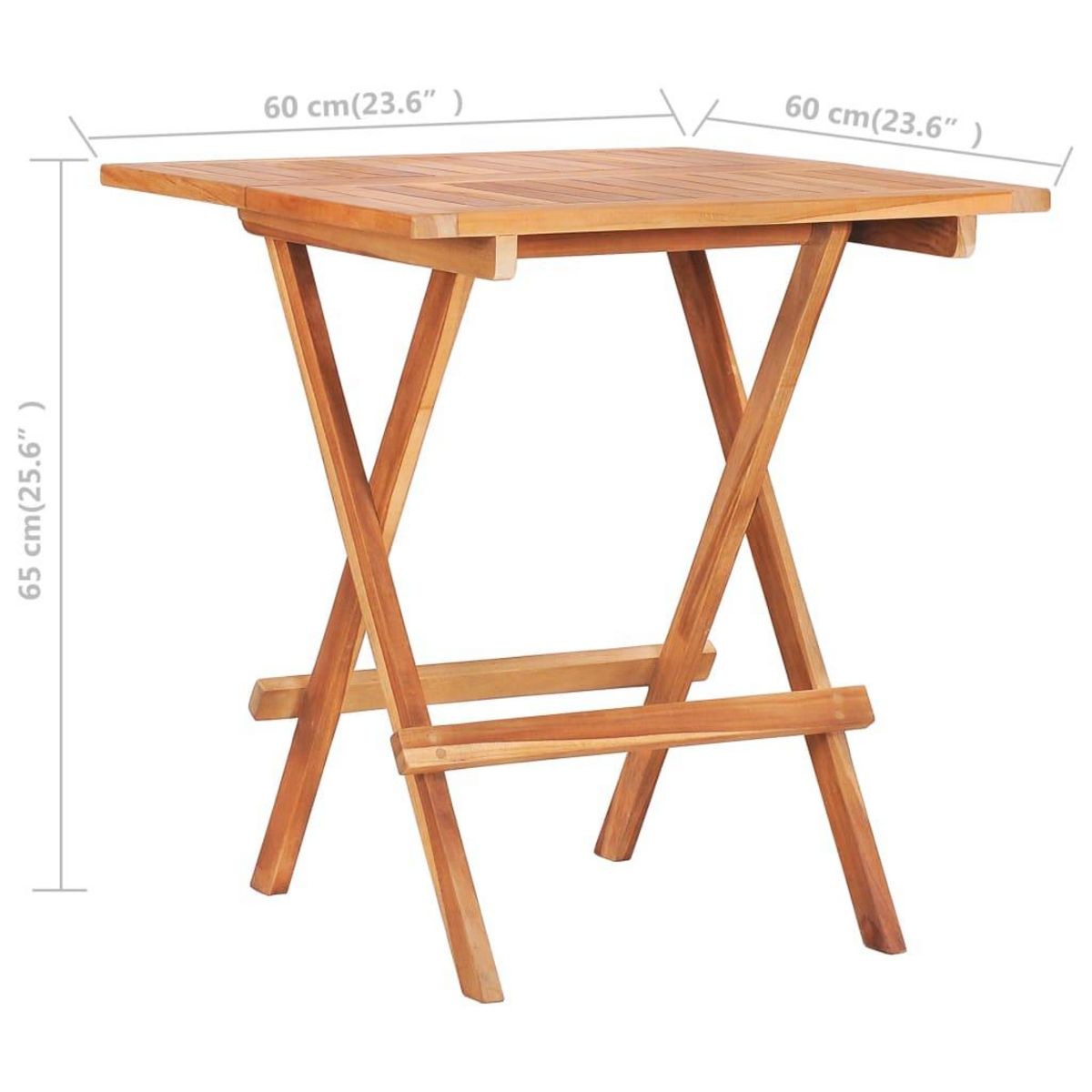VIDAXL Table de bistro pliable 60x60x65 cm Bois de teck solide