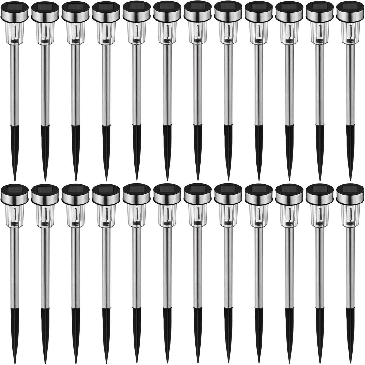 tectake Lot de 24 lampes solaires LED écologiques diffusion d'une lumière blanc froid argent