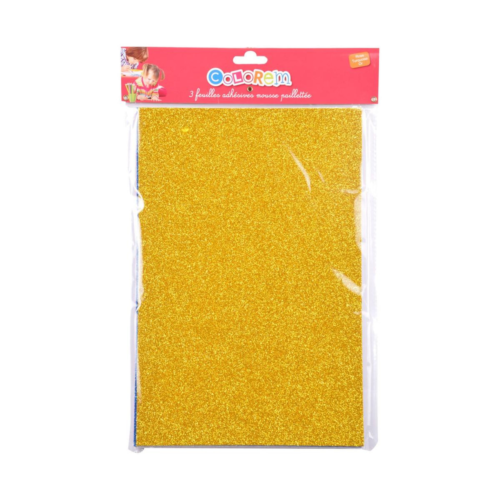 Voir la diapositive 3 : HOMEA Lot de 3 feuilles adhésives mousse  paillettes  30cm multicolore