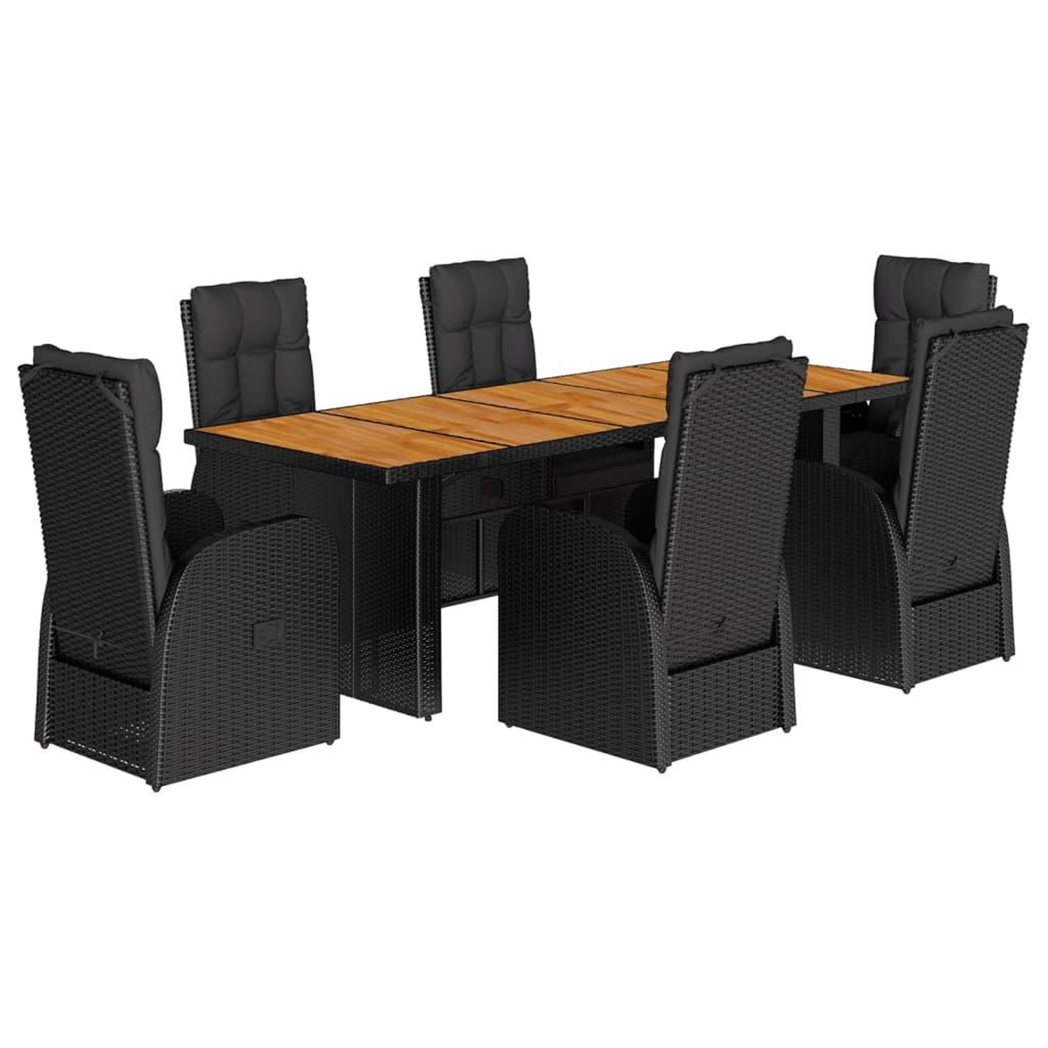 Voir la diapositive 2 : VIDAXL Ensemble a manger de jardin coussins 7 pcs noir resine tressee