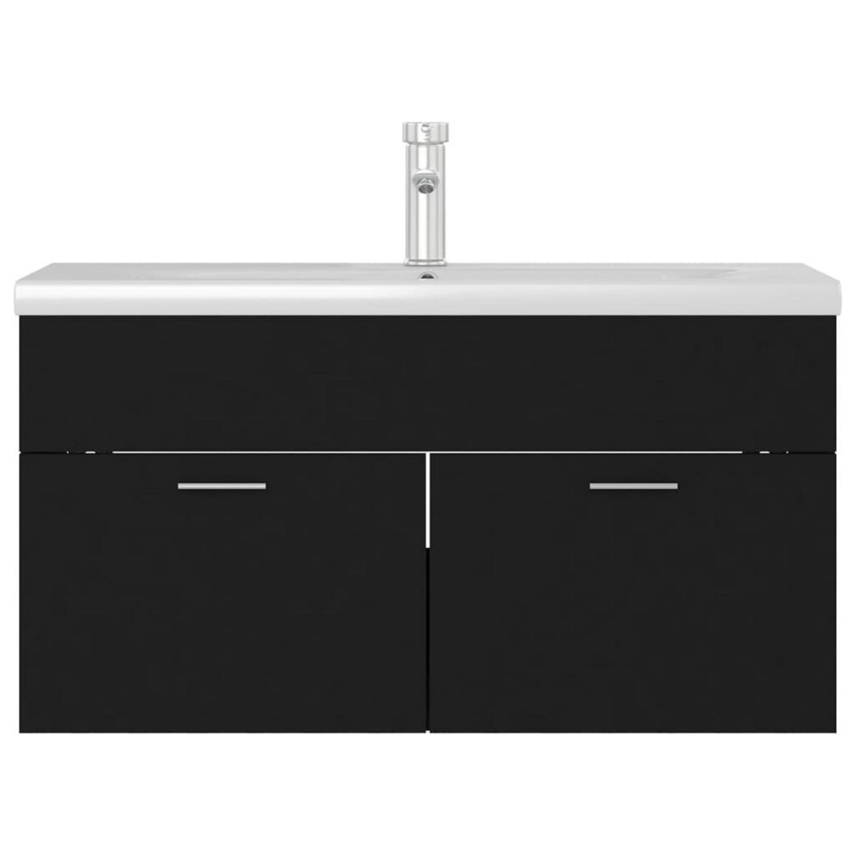 VIDAXL Armoire d'evier avec lavabo integre Noir Agglomere