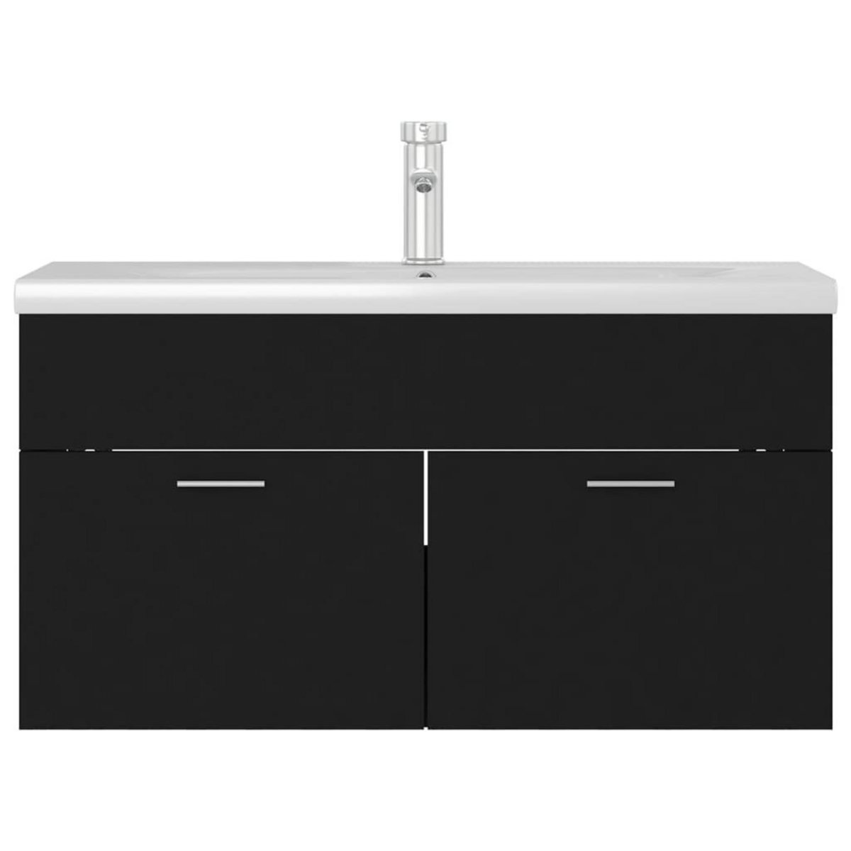 VIDAXL Armoire d'evier avec lavabo integre Noir Agglomere