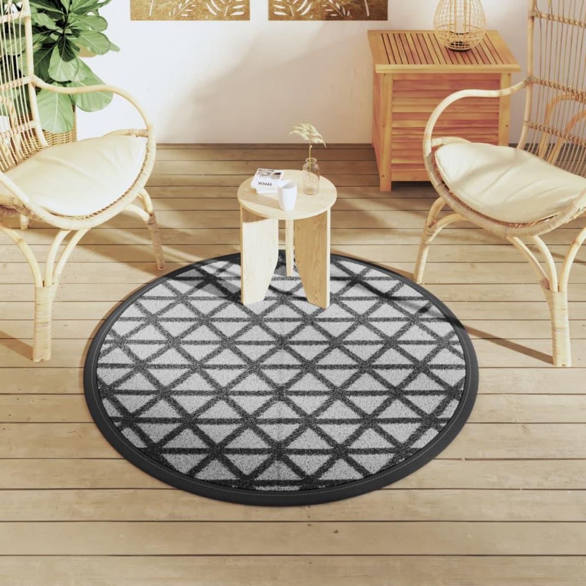 VIDAXL Tapis d'exterieur ARAKIL noir Ø120 cm PP