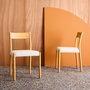 Voir la diapositive 2 : SWEEEK Lot de 2 chaises bohème bois d'hévéa naturel et tissu. L 49.5 x P 53 x H 82cm - ELLA