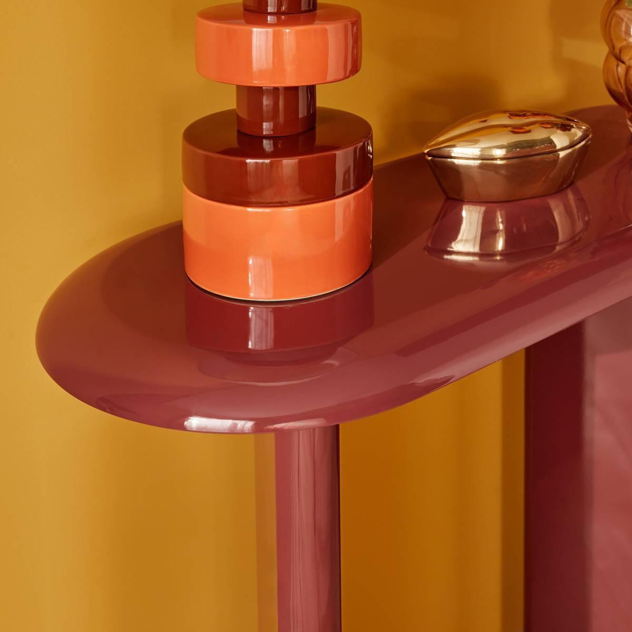Voir la diapositive 6 : ATMOSPHERA Console design vernis  douglas  100cm rouge grenat