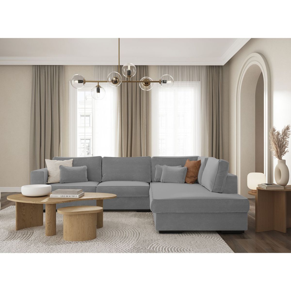 Canapé d'angle droit 4 places tissu PENELOPE