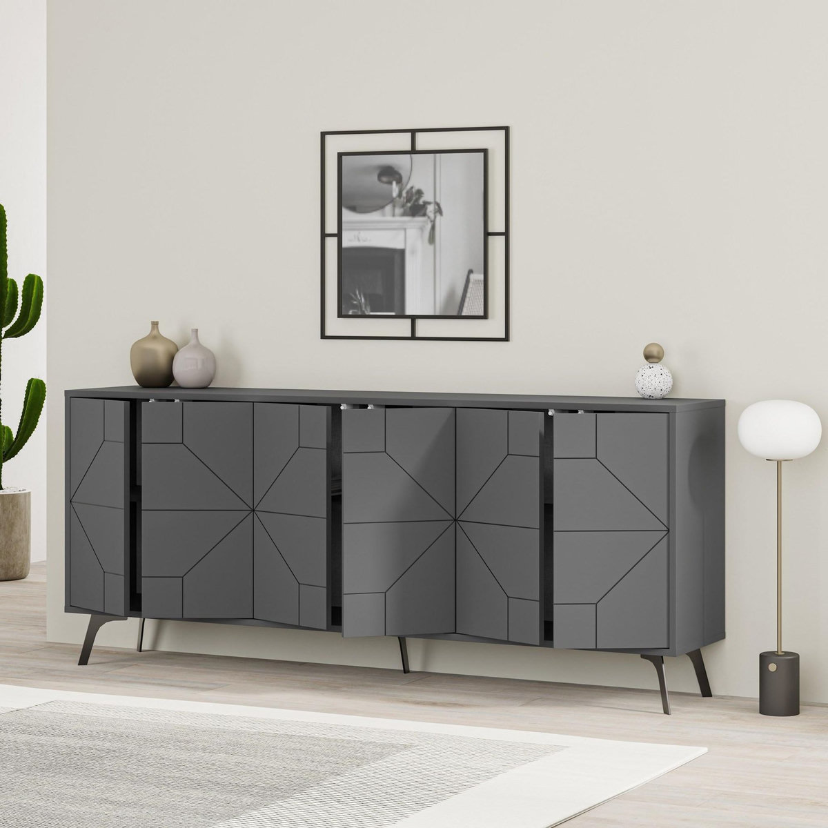 Habitat et Jardin Buffet en bois  Dune  - 183 x 35 x 77 cm - Anthracite