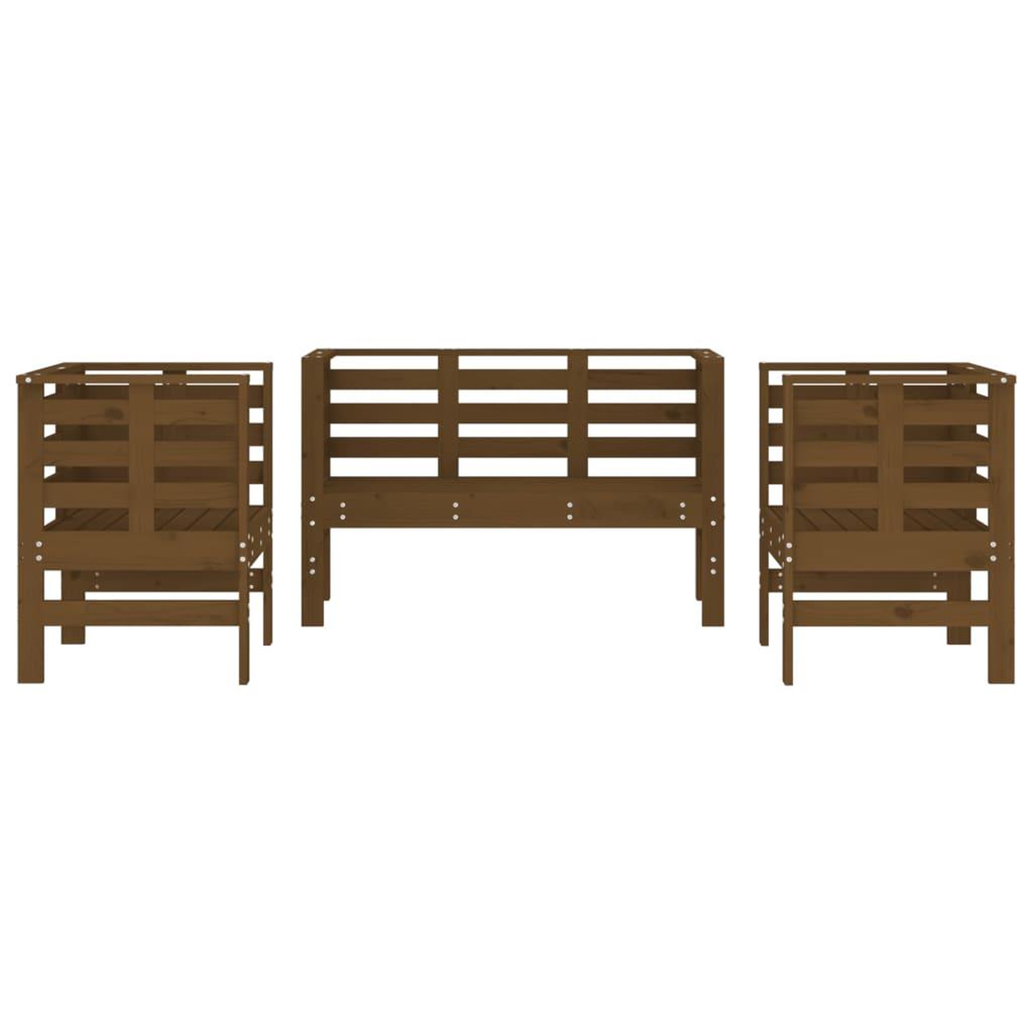 Voir la diapositive 4 : VIDAXL Salon de jardin 3 pcs marron miel bois de pin massif
