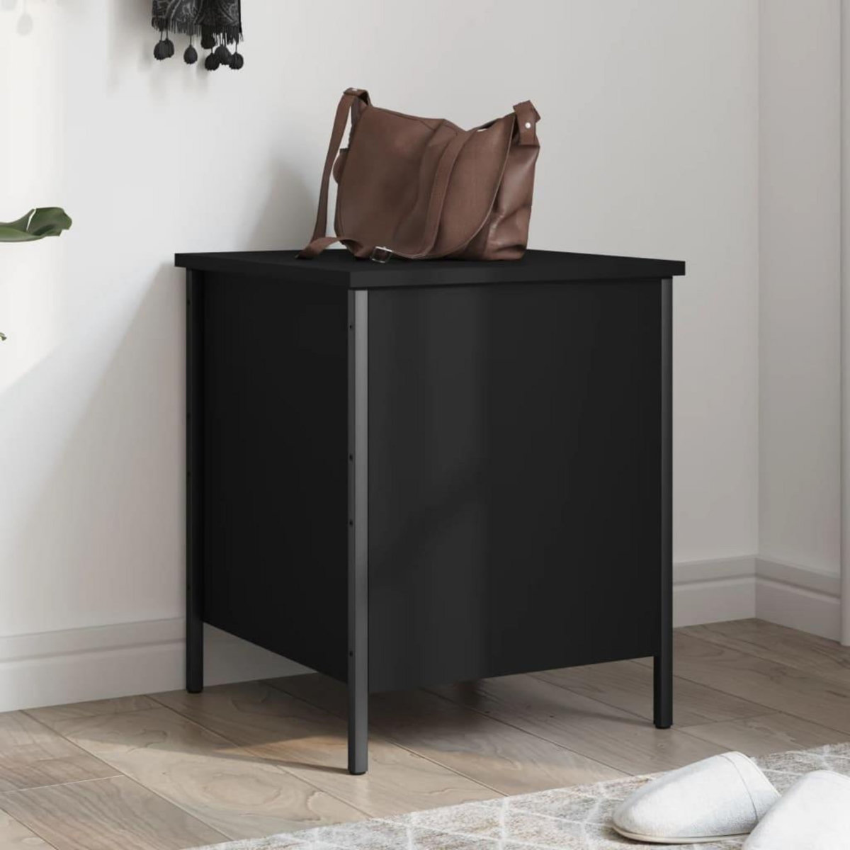 VIDAXL Banc de rangement noir 40x42,5x50 cm bois d'ingenierie