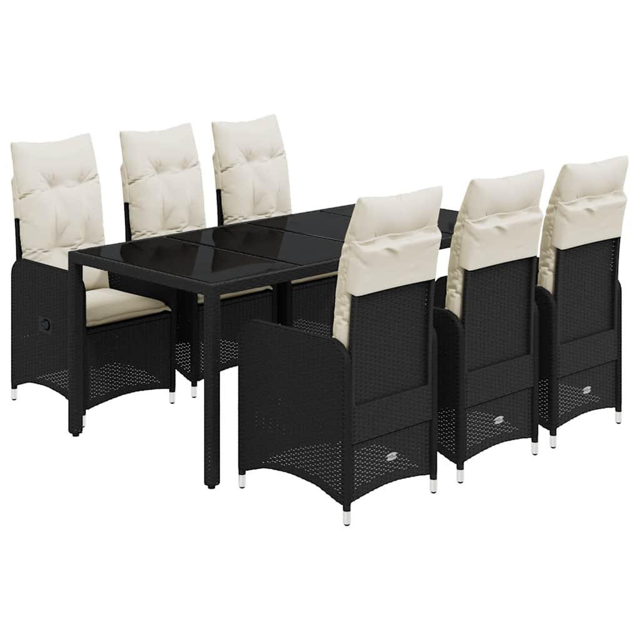 Voir la diapositive 2 : VIDAXL Ensemble de bistro de jardin 7 pcs coussins noir poly rotin