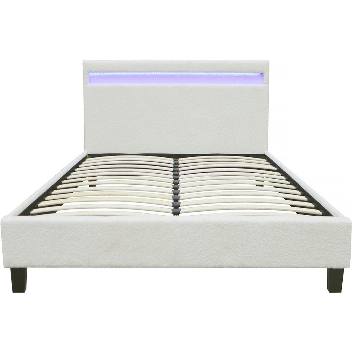 Habitat et Jardin Lit tissu bouclette avec LED  Maria  140x190cm - Crème