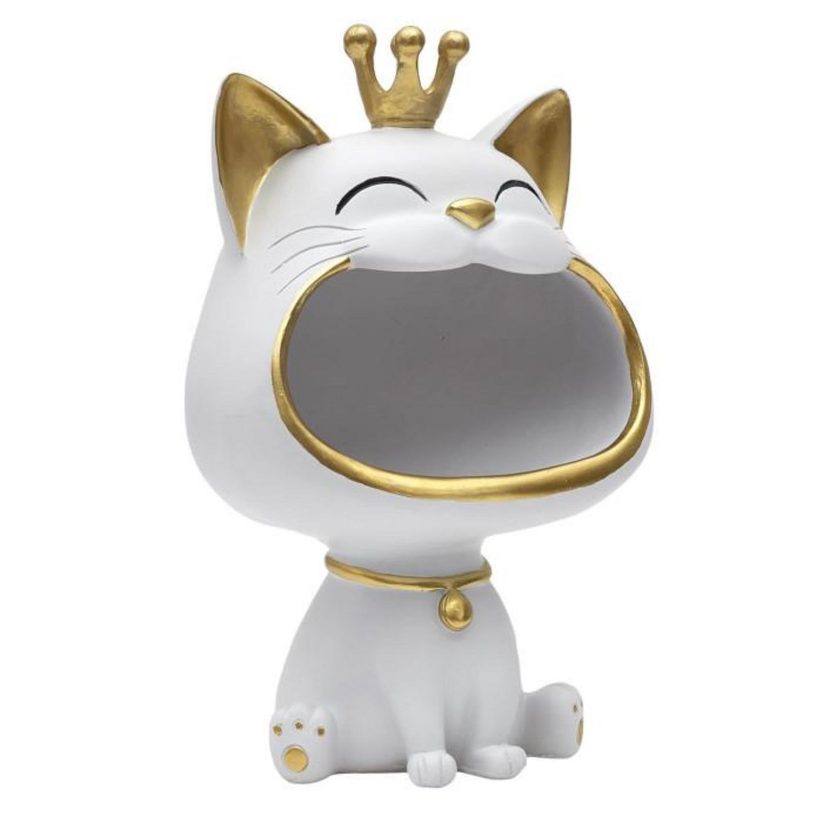 Paris Prix Vide-Poche Statue  Chat  25cm Blanc