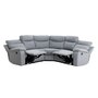 Canapé d'angle relax électrique 5 places HELENA tissu gris clair