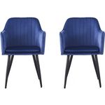 Habitat et Jardin Lot de 2 chaises  Velma  en velours avec accoudoirs - Bleu