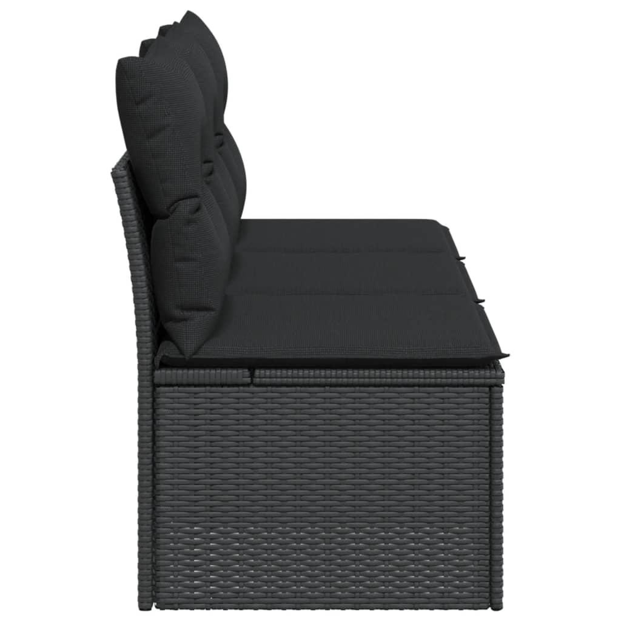 Voir la diapositive 5 : VIDAXL Canape de jardin avec coussins 3 places noir resine tressee