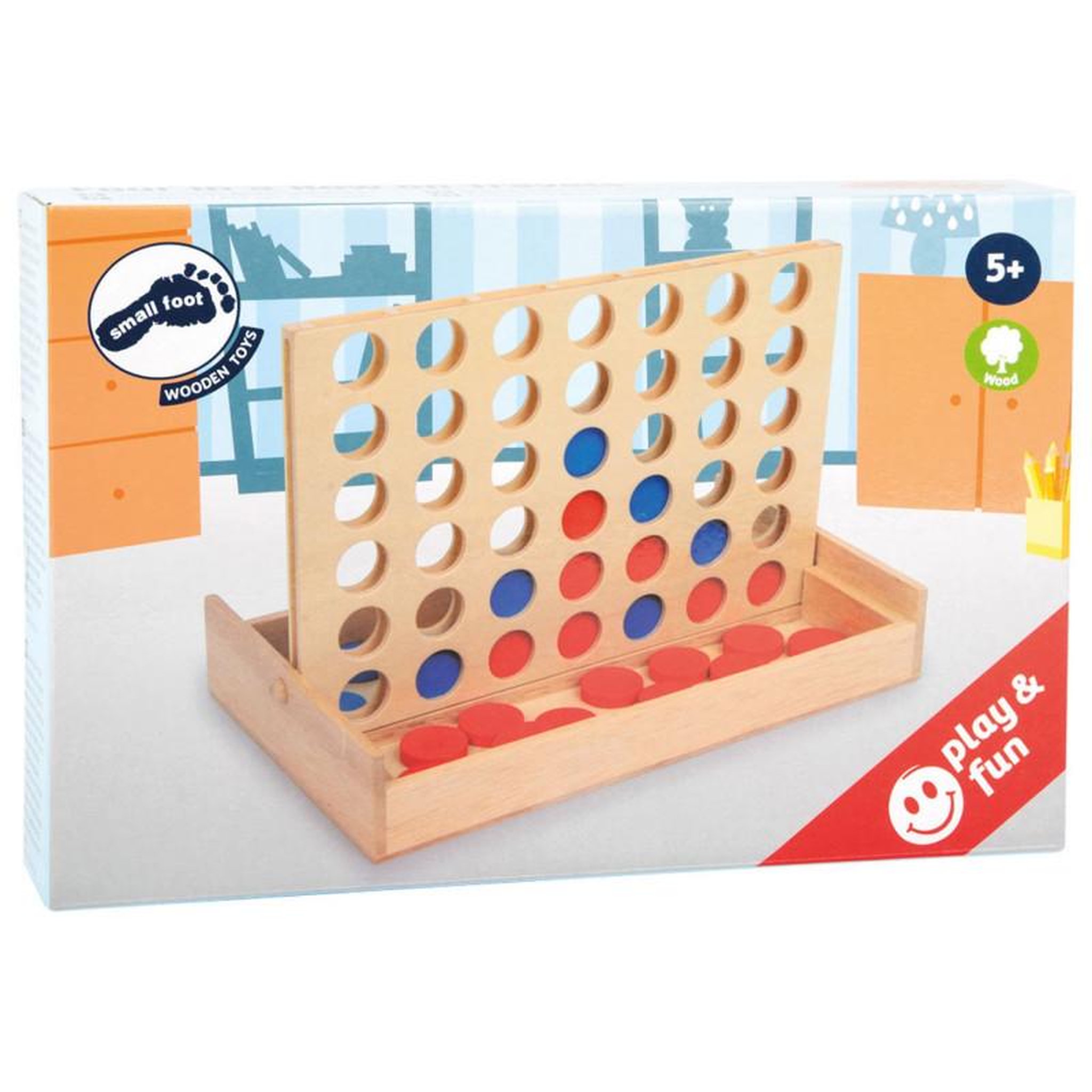 Voir la diapositive 2 : SMALL FOOT Small Foot - Four in a Line Travel Game Wood 3460