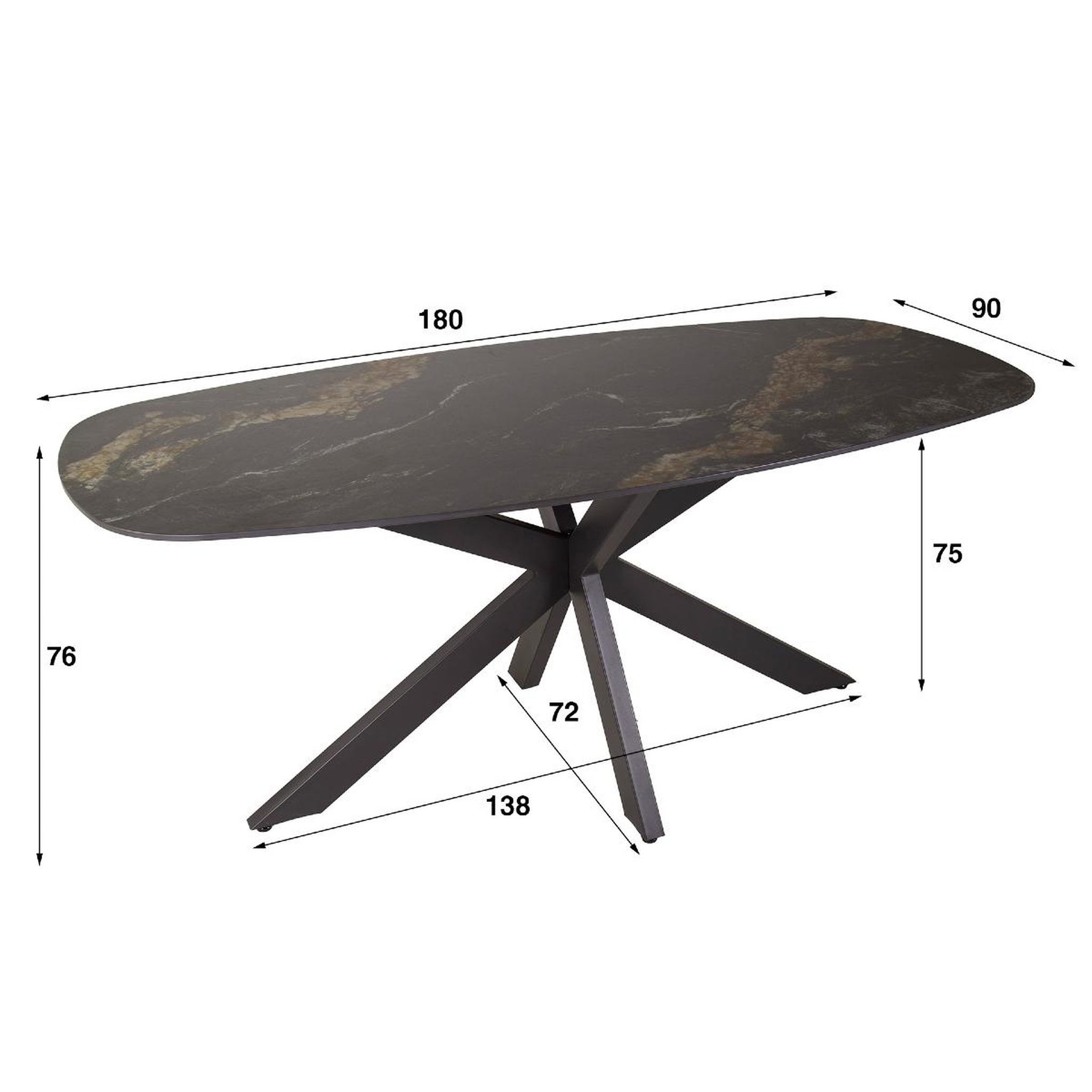 Voir la diapositive 5 : JLC KREATION Table à manger ovale en céramique avec pied central DANY