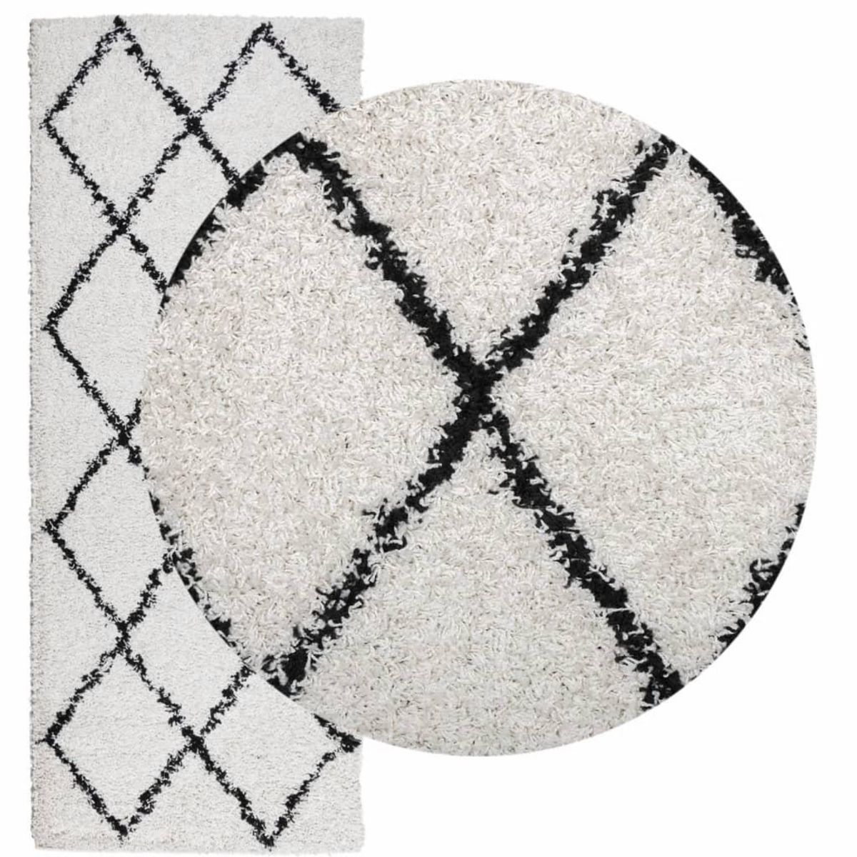 VIDAXL Tapis shaggy a poils longs moderne creme et noir 80x200 cm