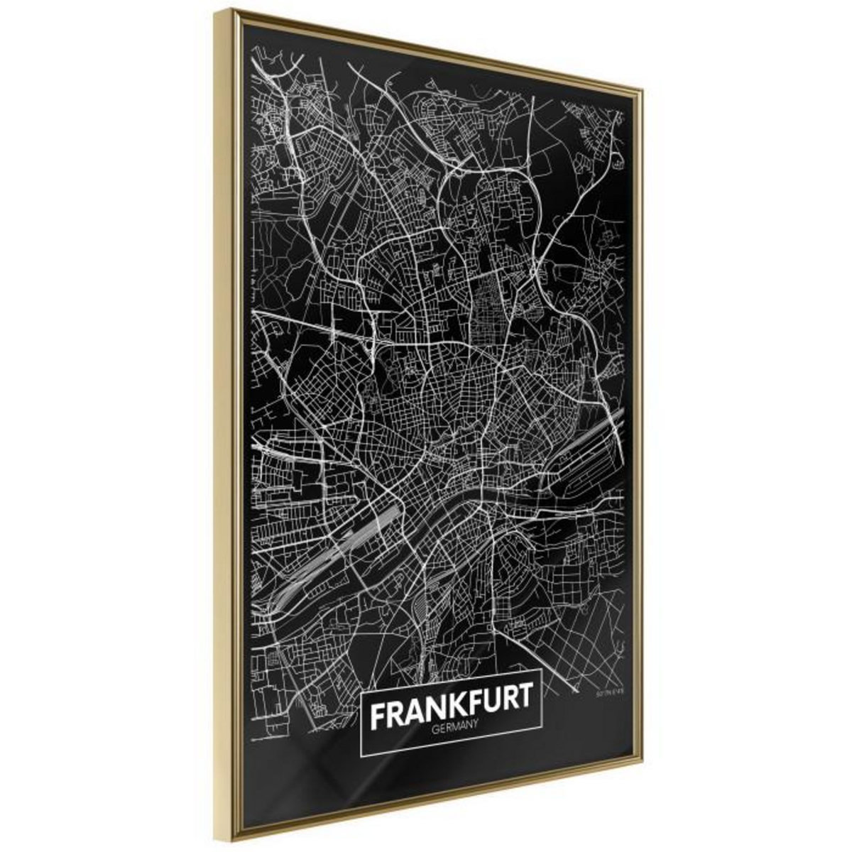 Paris Prix Affiche Murale Encadrée  City Map Frankfurt Dark