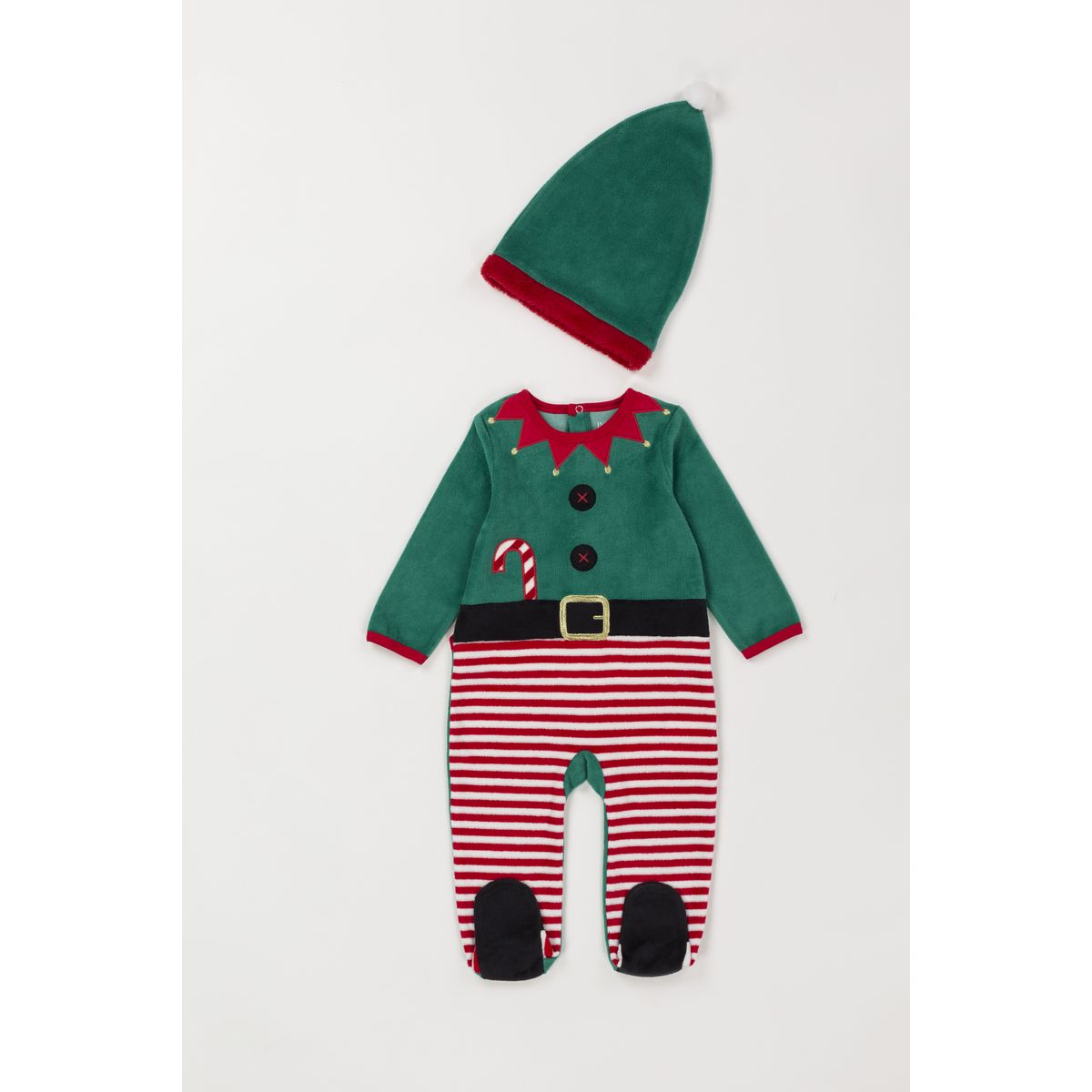 INEXTENSO Dors bien velours lutin de noël + bonnet bébé