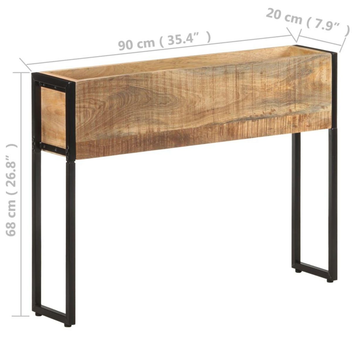 VIDAXL Jardiniere 90x20x68 cm Bois de manguier brut