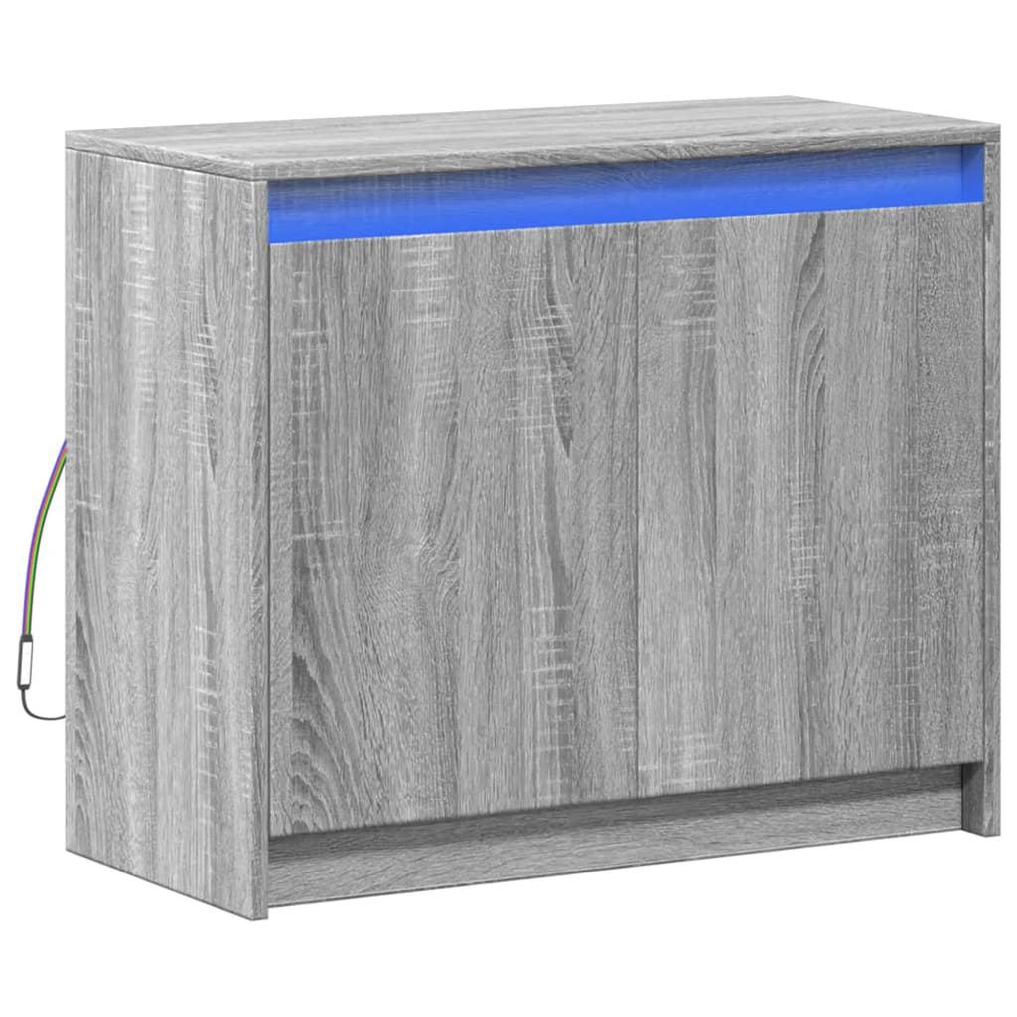 Voir la diapositive 3 : VIDAXL Buffet avec LED sonoma gris 72x34x61 cm bois d'ingenierie