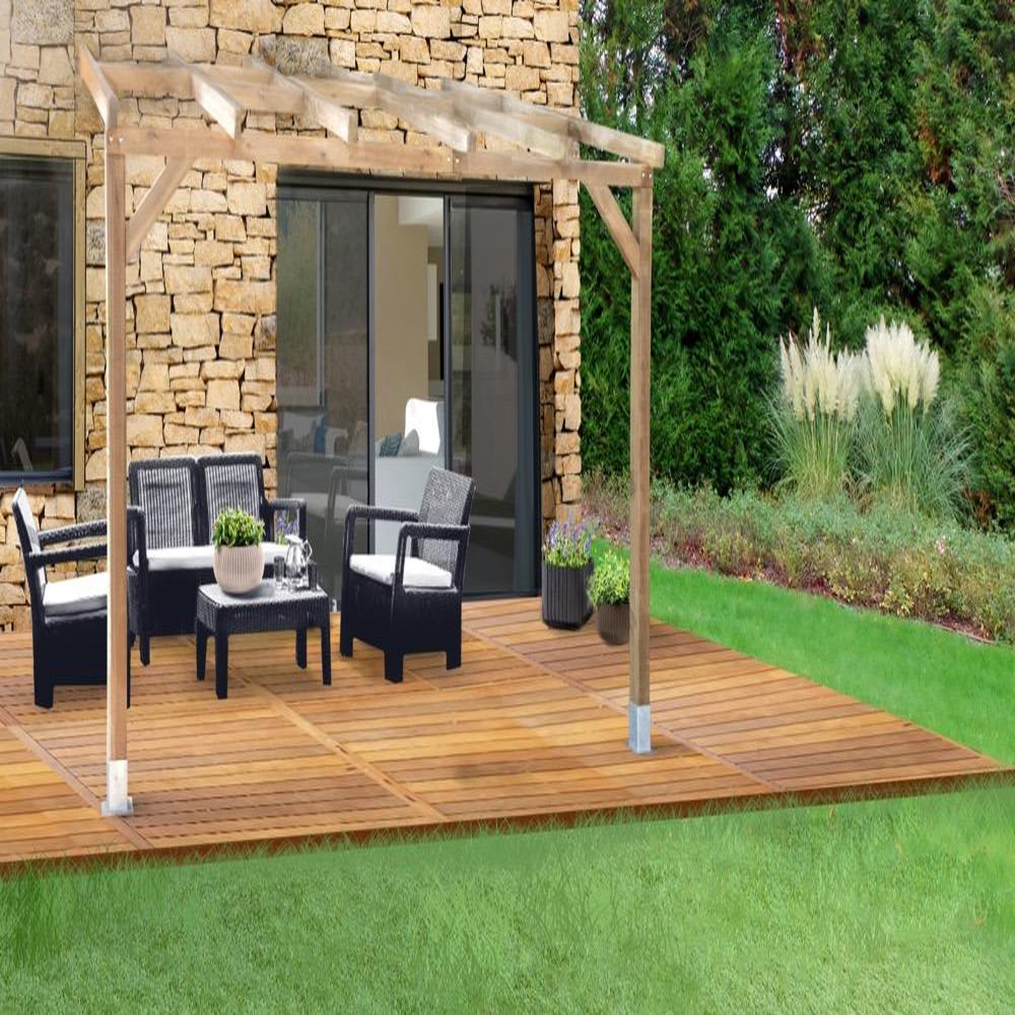Chalet & jardin Toit Couv'Terrasse bois 3X3 - SANS TOIT