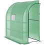Voir la diapositive 1 : OUTSUNNY Serre de jardin adossée serre adossée dim. 2L x 1l x 2,13H m 4 étagères 2 portes zippées 1 fenêtre acier PE haute densité vert