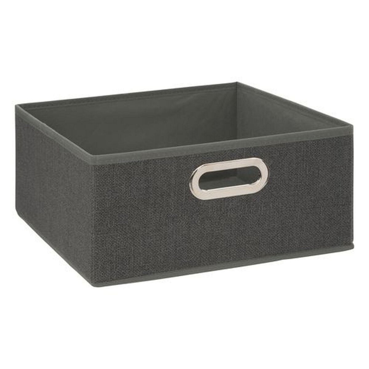 TOILINUX Lot de 12 Boites de rangement en tissu l.31 x h. 15 cm - Gris foncé chiné