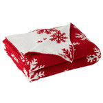 Paris Prix Plaid Imprimé  Flocons  130x170cm Rouge & Blanc
