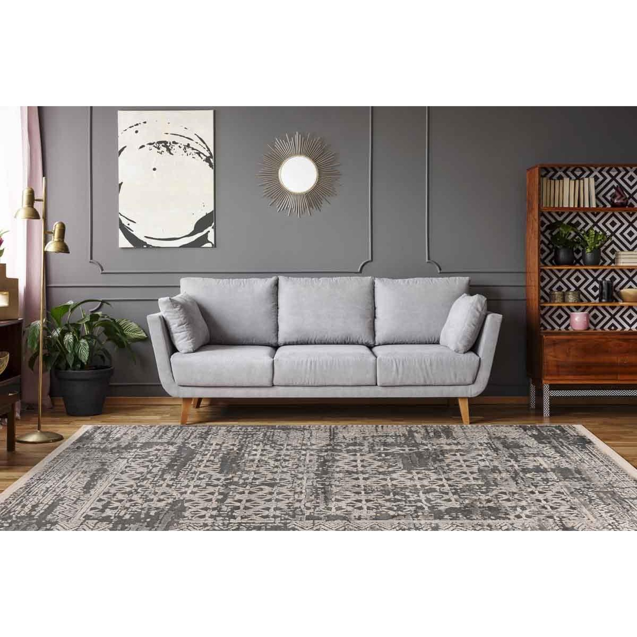 Voir la diapositive 5 : Paris Prix Tapis Tissé à Poils Courts Zébré  Adeon  Gris