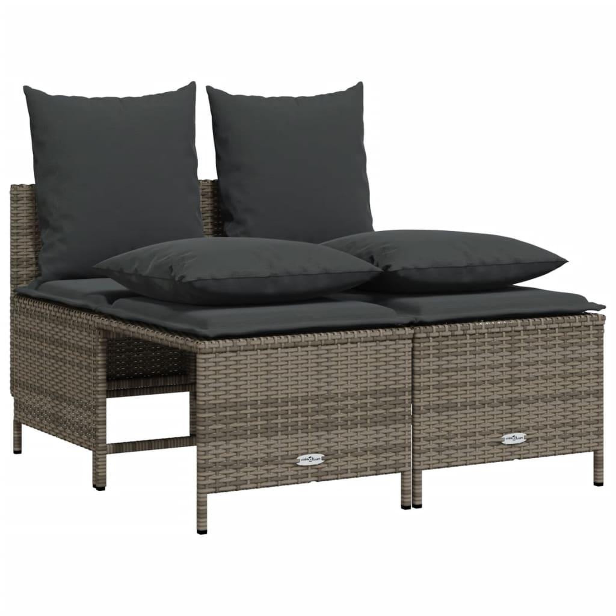 Voir la diapositive 2 : VIDAXL Salon de jardin 4 pcs avec coussins gris resine tressee