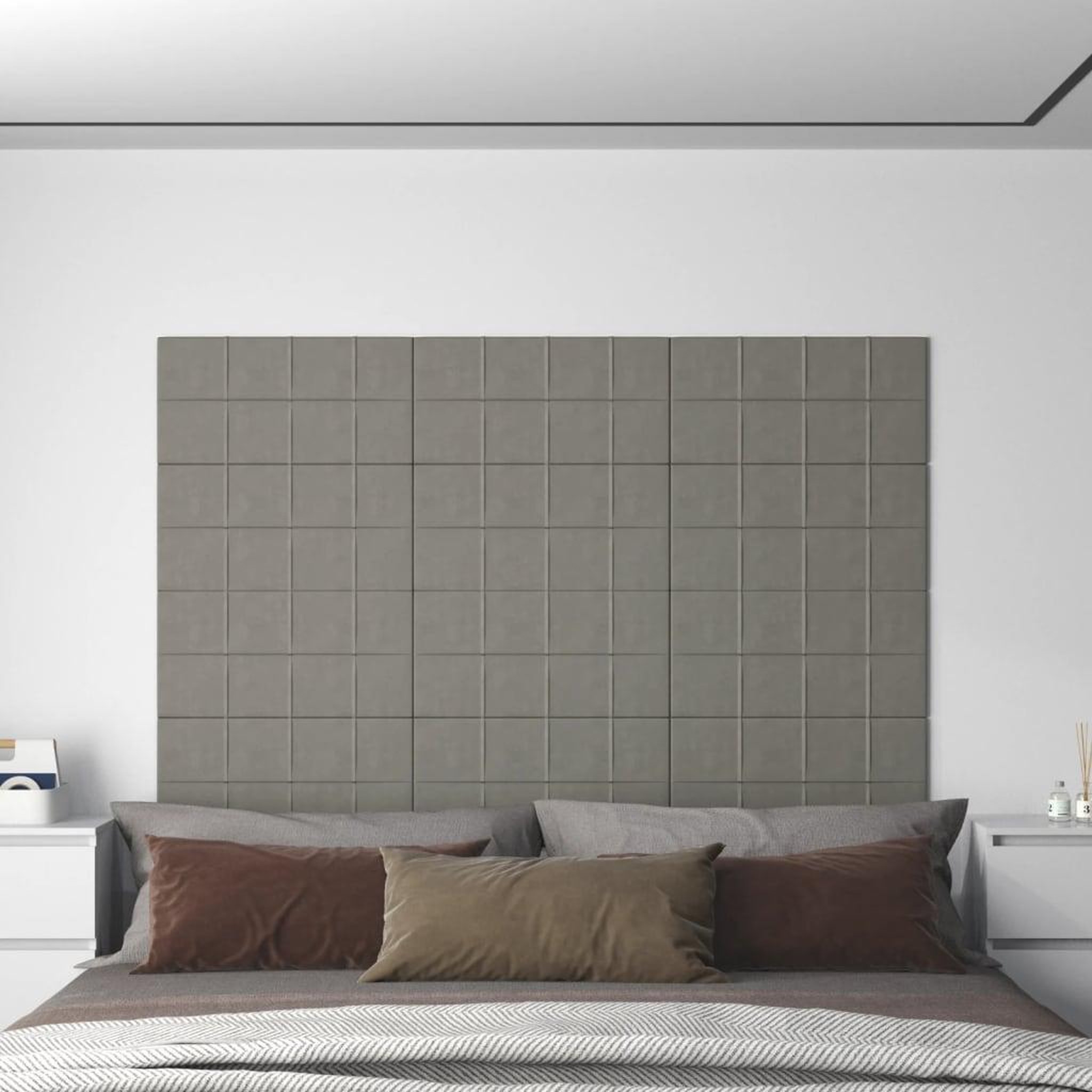 Voir la diapositive 1 : VIDAXL Panneaux muraux 12 pcs Gris clair 60x30 cm Velours 2,16 m^2
