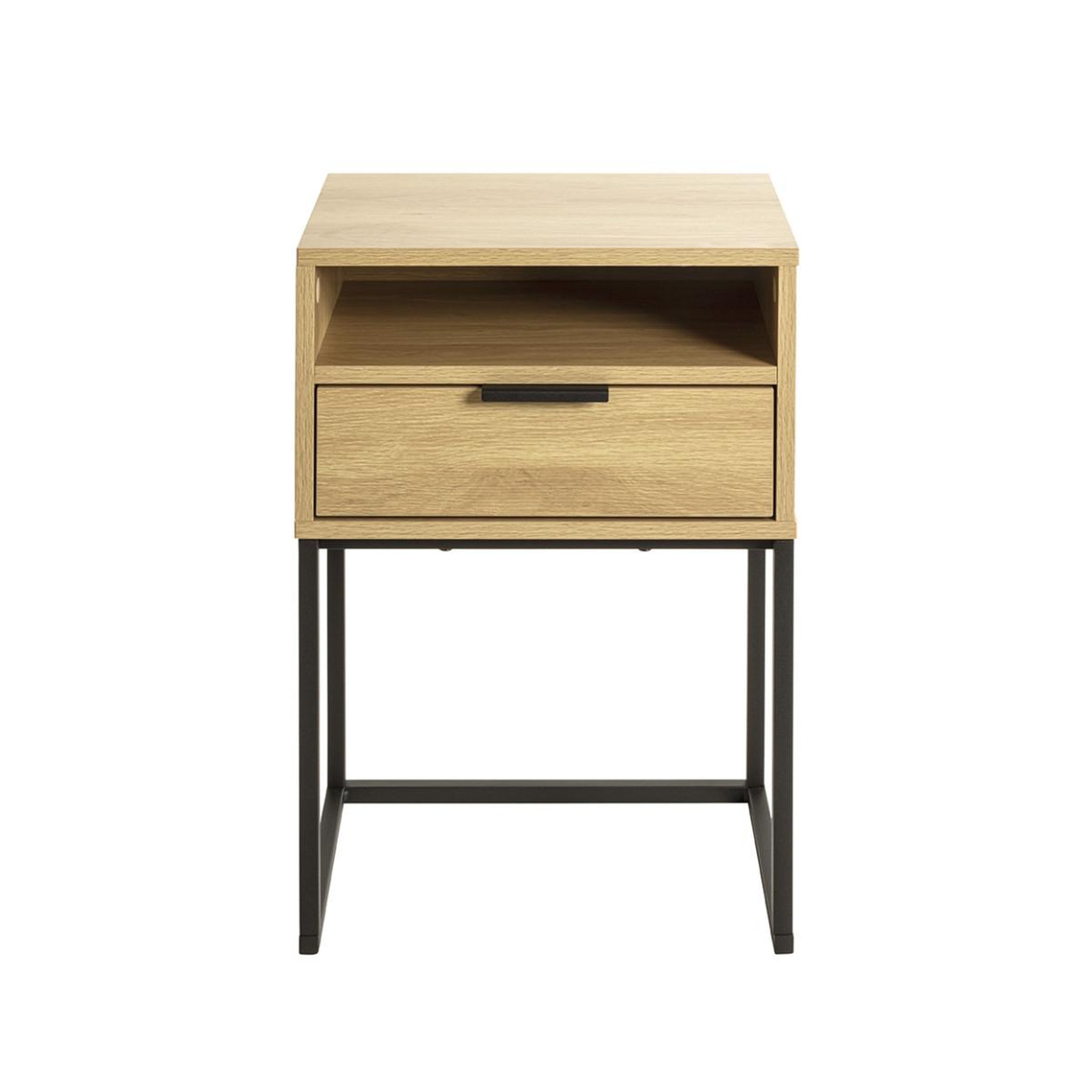 Voir la diapositive 2 : Paris Prix Table de chevet avec tiroir  malmö  60cm chêne & noir