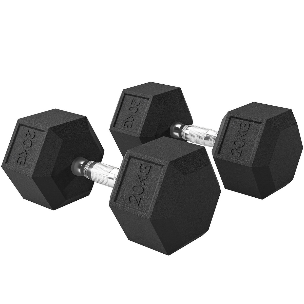 HOMCOM Lot de 2 haltères courtes poids total 40 kg métal caoutchouc noir