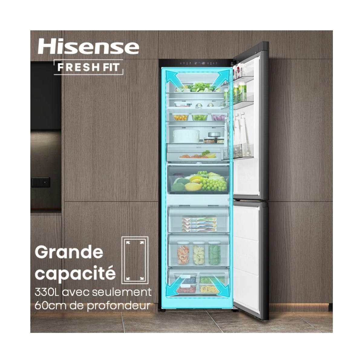 Hisense Réfrigérateur combiné RB3K330SAIE FreshFit