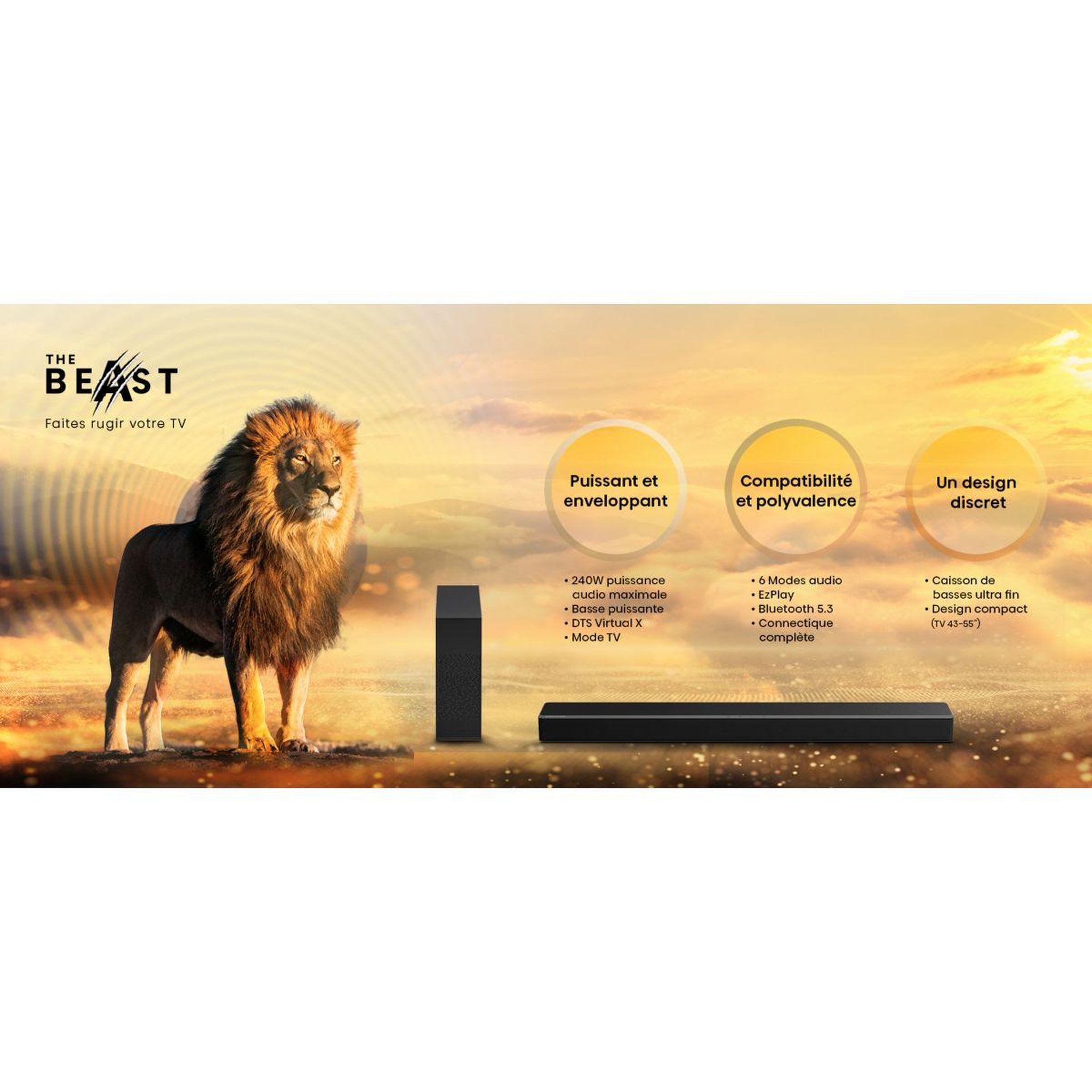 Voir la diapositive 5 : Hisense Barre de son 2.1ch 240w bluetooth noir - hs2100