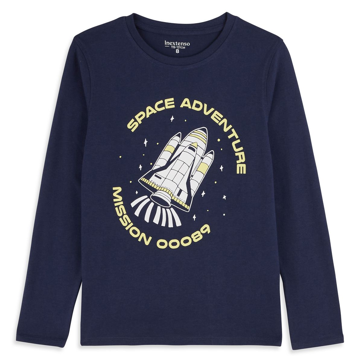 INEXTENSO T-shirt manches longues bleu marine garçon en coton 