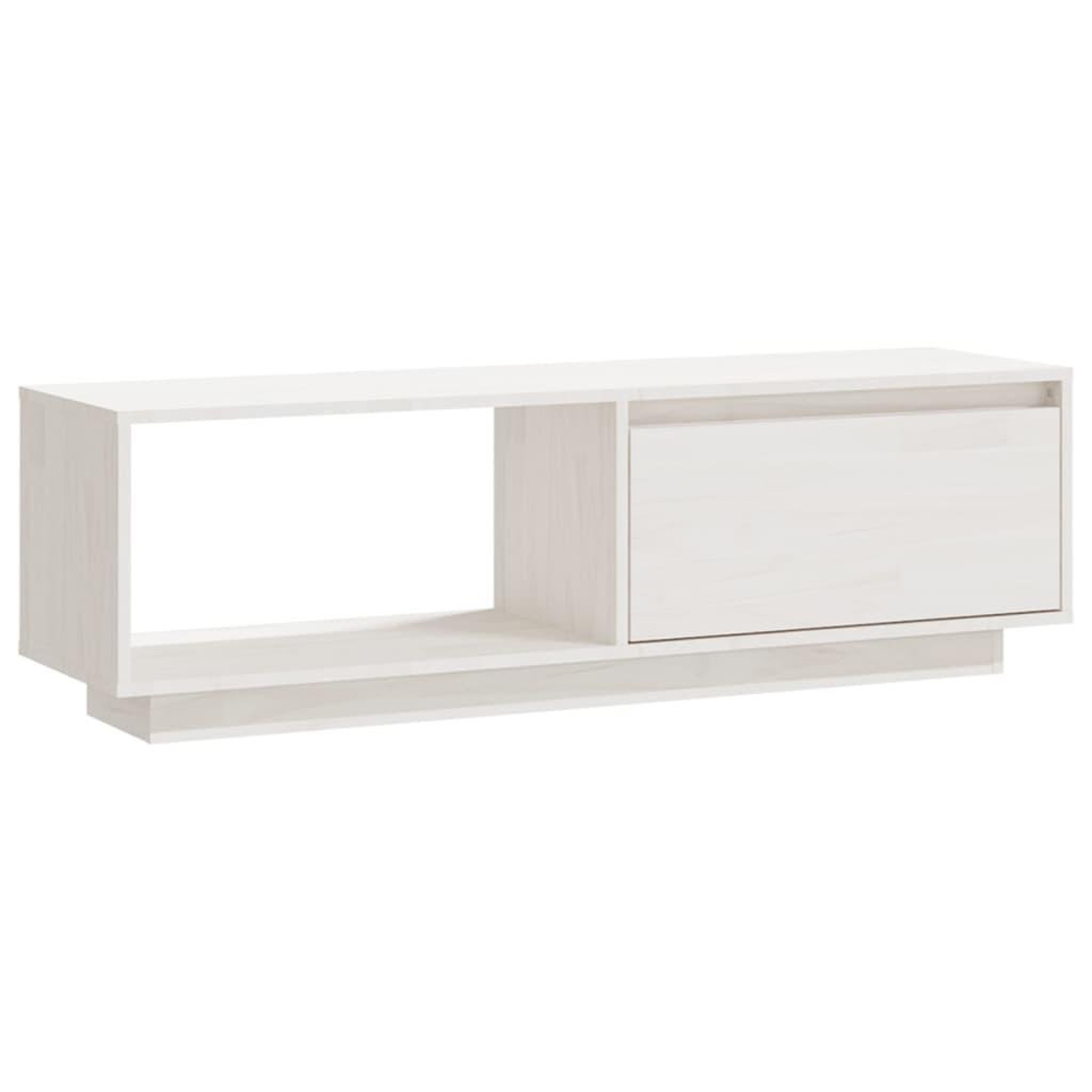 Voir la diapositive 2 : VIDAXL Meuble TV Blanc 110x30x33,5 cm Bois de pin massif