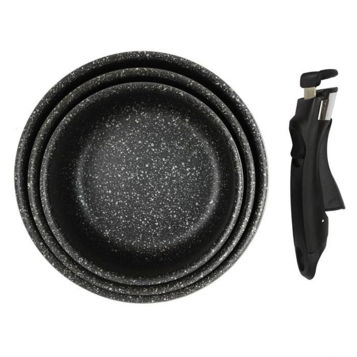Paris Prix Lot de 3 Casseroles  Poignée Amovible  20cm Noir